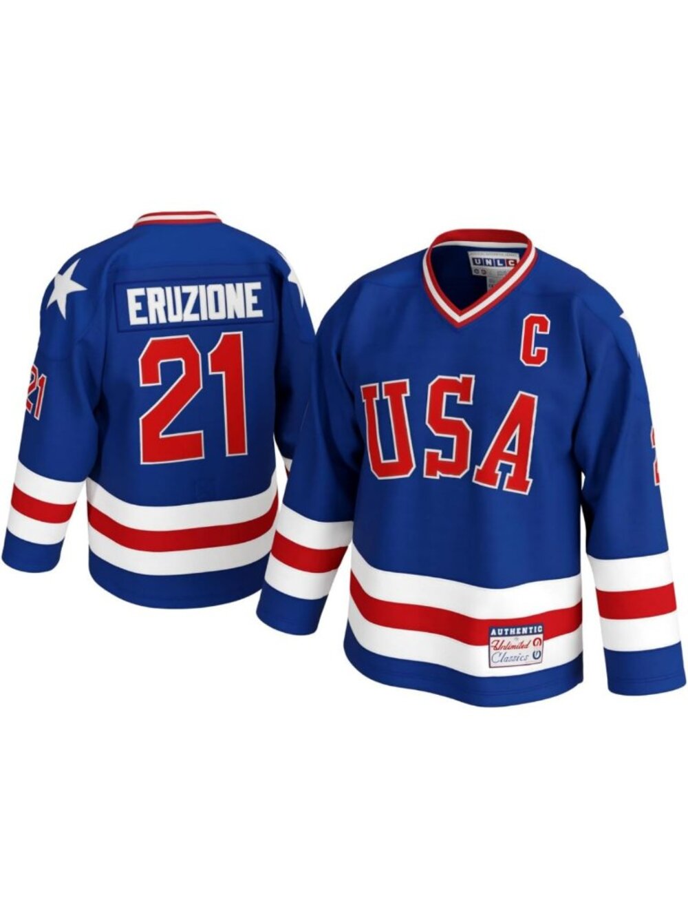 Vintage 1980 USA Olympic Hockey Jersey #21 - Stitched Letters, Adult Sizes S-5XL